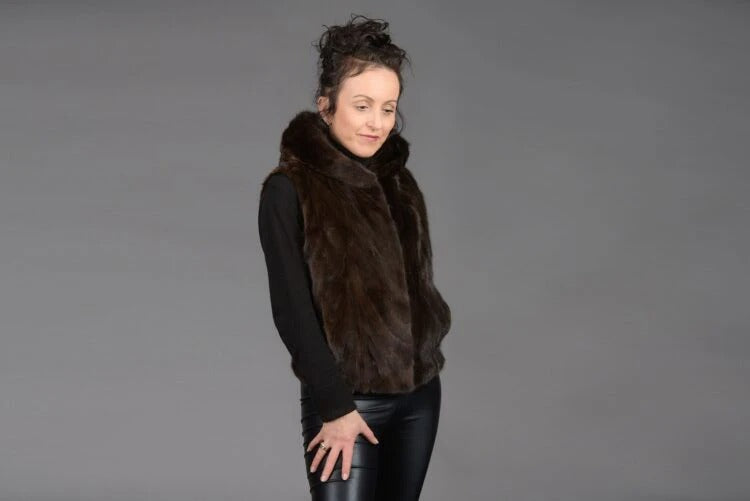 Mink Vest with Hood