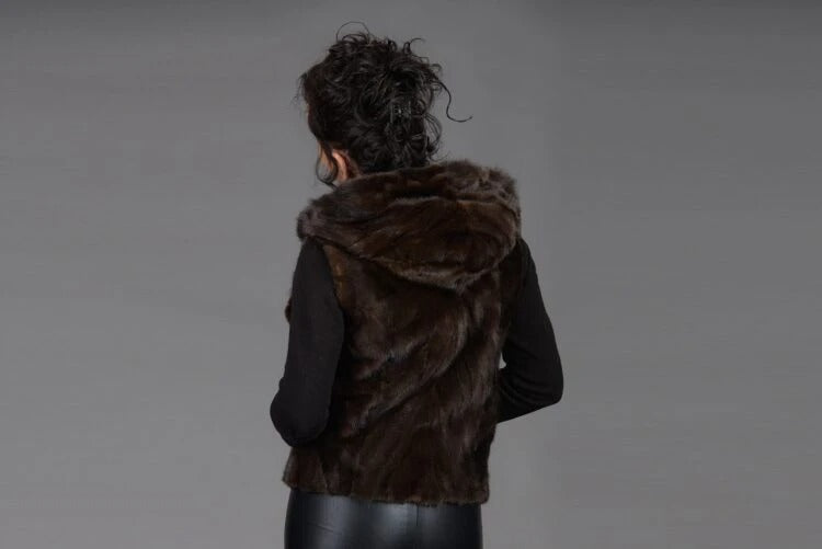 Mink Vest with Hood